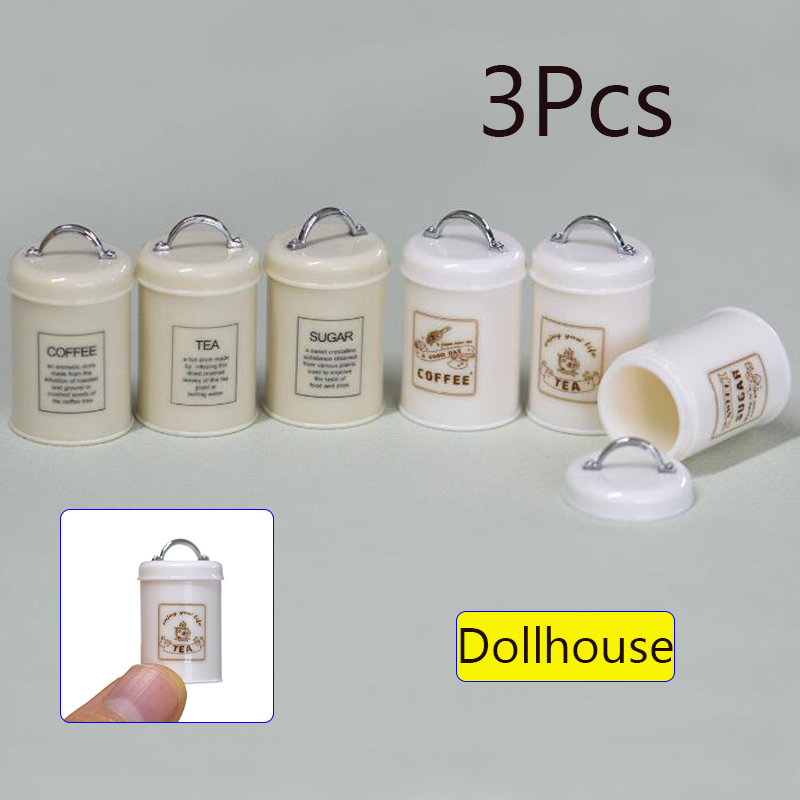 Coffee Tea & Espresso Appliances - 3Pcs Miniature Dollhouse Mini Food/Tea/Coffee Cans