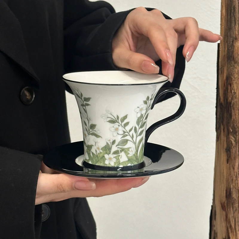 Coffee Jasmine Tea - Vintage Oil Painting Jasmine Coffee Cup
