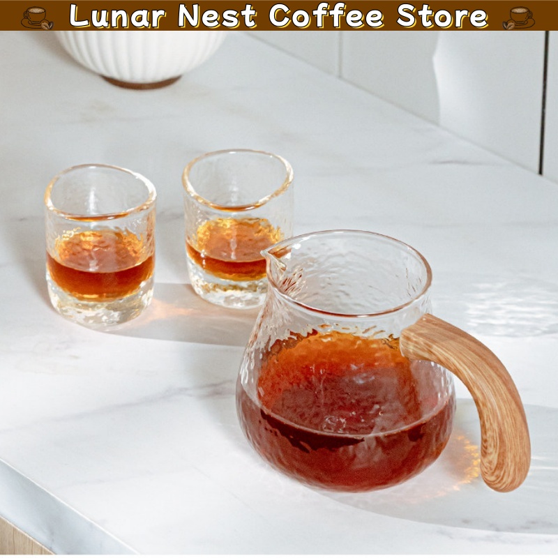 Coffee Tea Decanter - New Timemore Japanese Hammered Glass Coffee