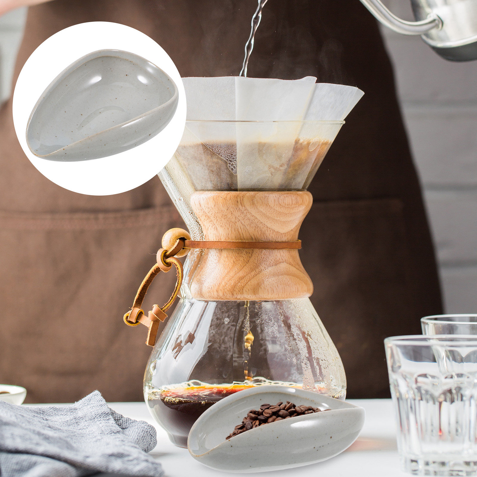 Coffee Tea And Leaf - Ceramic Coffee Bean Tray Multi-Function Dosing