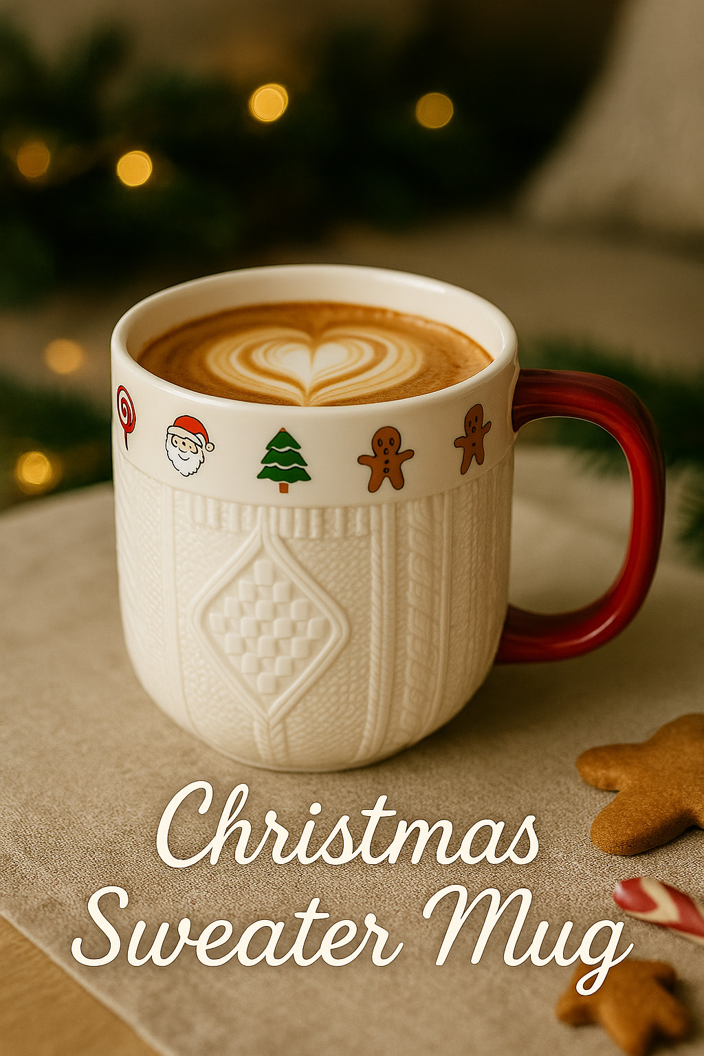 Coffee Tea Icon - 380ml Christmas Sweater Ceramic Mug with