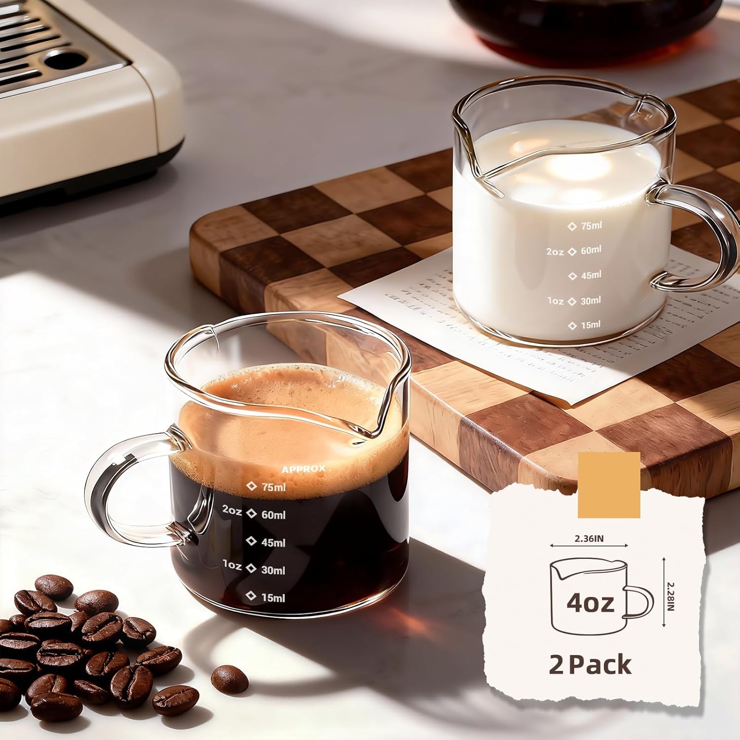 1/2pcs Espresso Cups 4oz Espre - Coffee Bean Scale 评论和价格