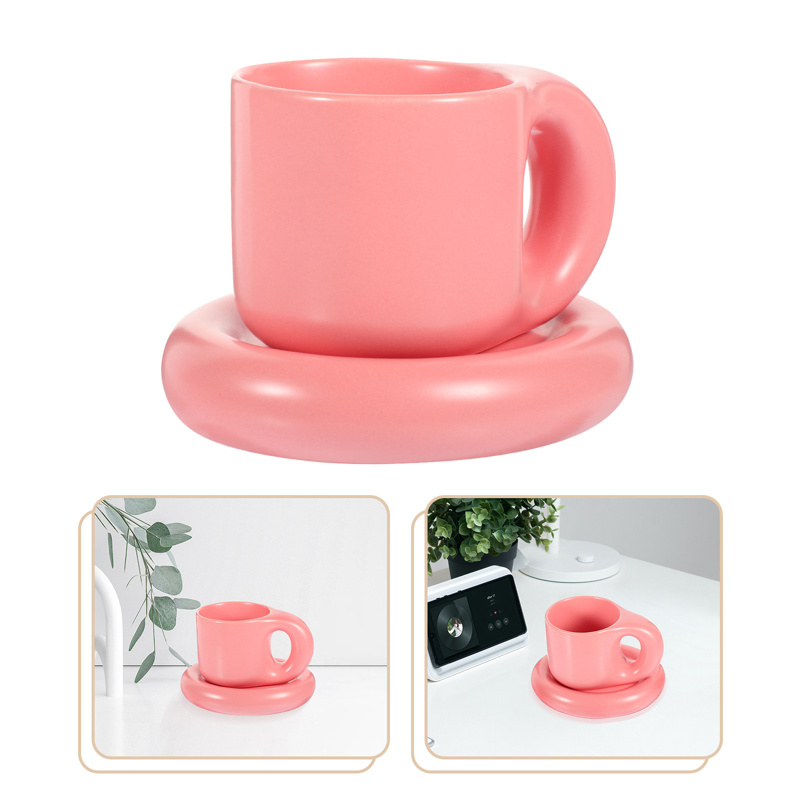 Ceramic Coffee Cup Set with Sa - Coffee Tea Hot 评论和价格