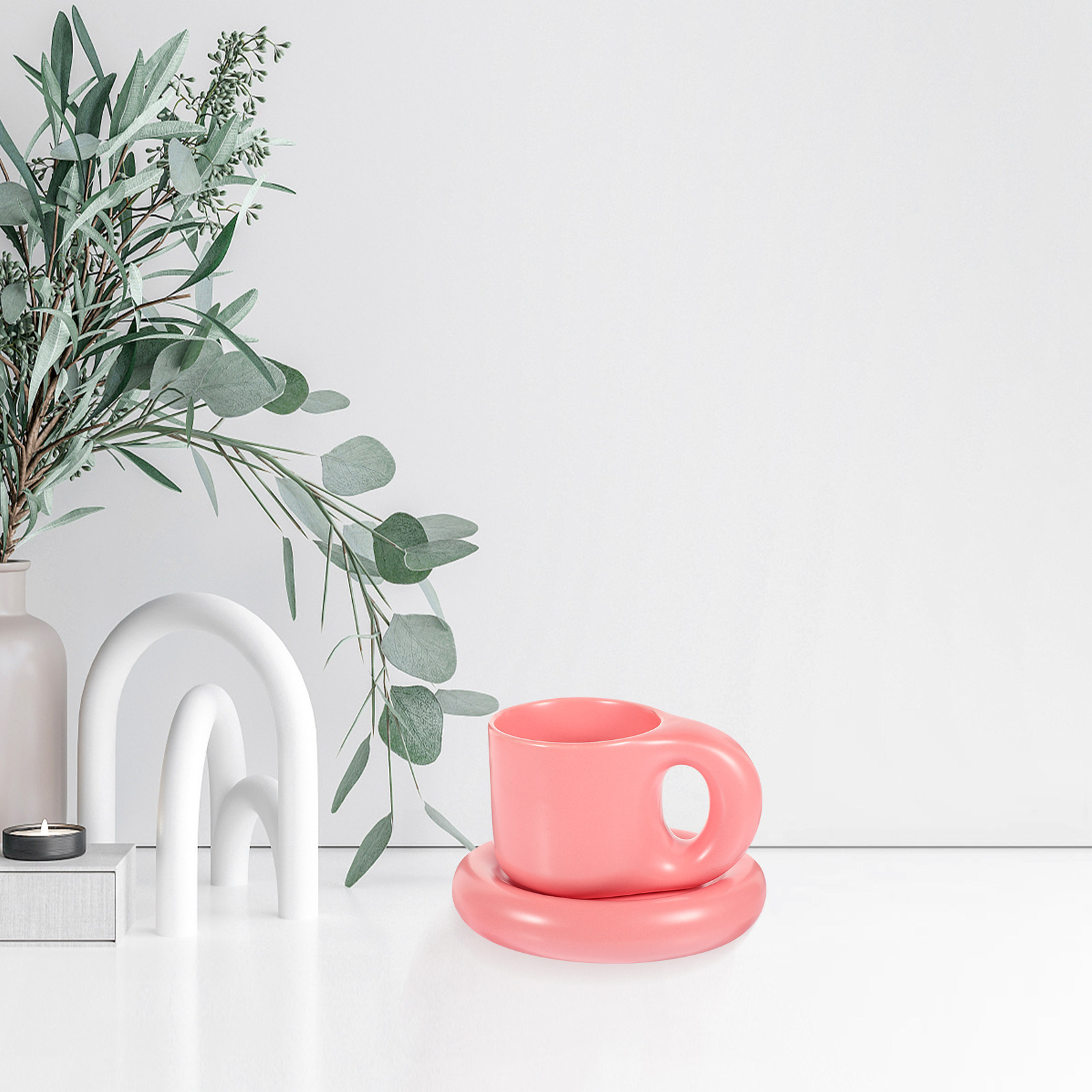 Ceramic Coffee Cup Set with Sa - Coffee Tea Hot 评论和价格