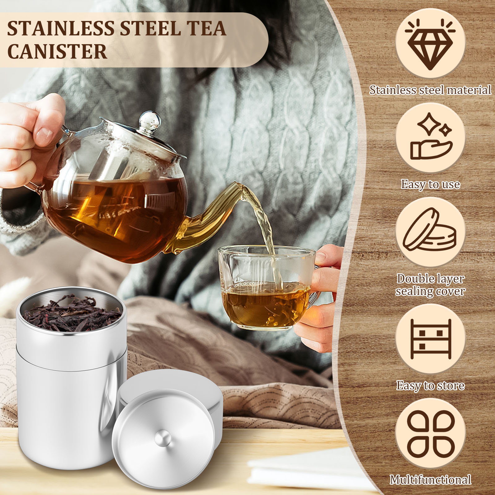 Stainless Steel Tea Leaf Tins  - Coffee Tea And Leaf 评论和价格