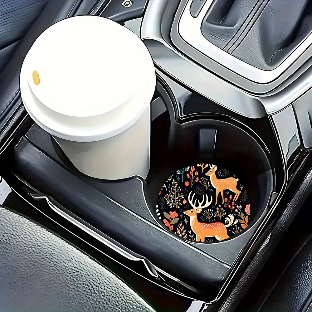 2 Deer Print Car Coasters - Su - Coffee Tea Etc 评论和价格